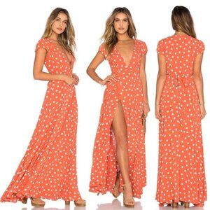 NWT Revolve Tularosa Sid Roselle Wrap Maxi Dress XS Polka Dots